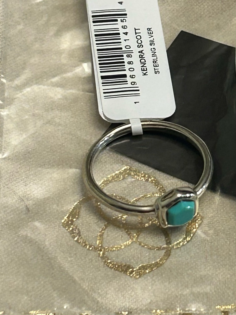 Kendra Scott Sterling Silver Ring with Turquoise Hexagon Stone